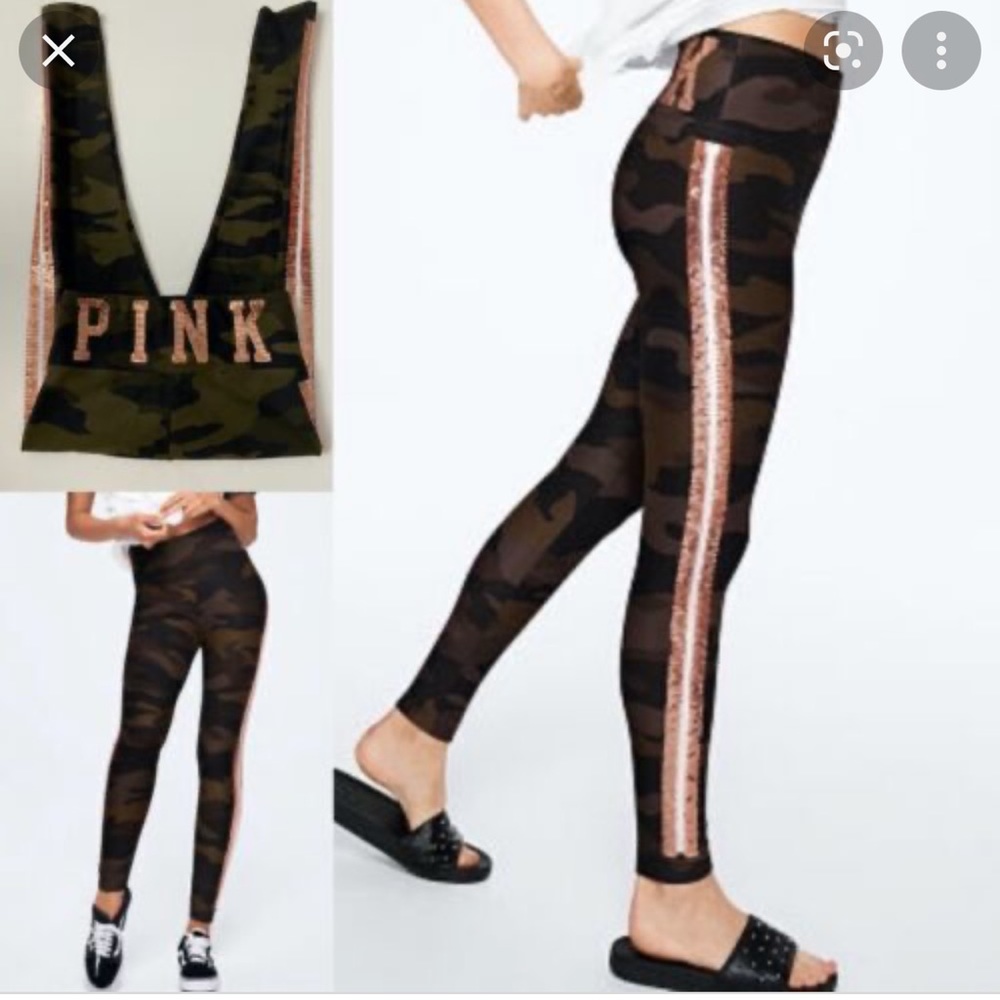 PINK Victoria's Secret Camouflage Leggings with Sequin Detail